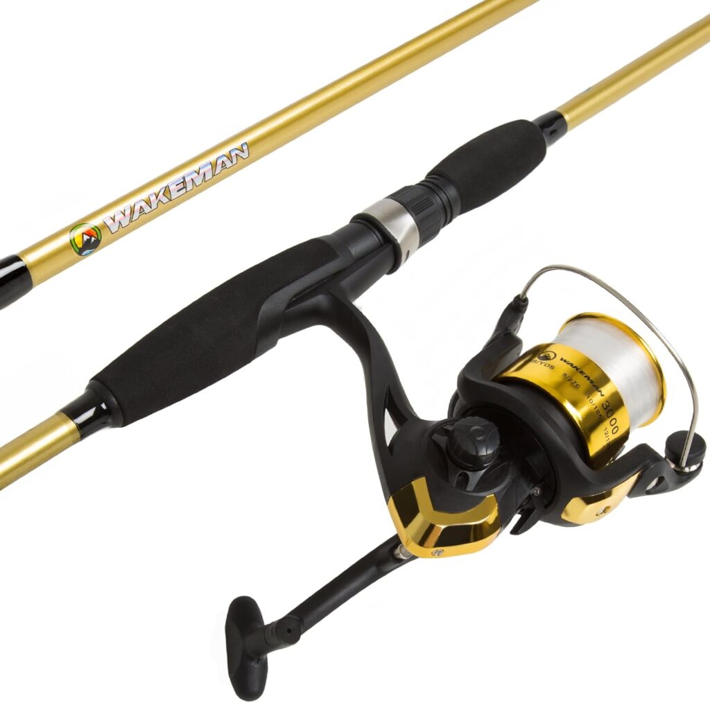 This Wakeman Strike combo features a durable fiberglass rod and smooth spinning reel, perfect for beginners and pros seeking reliable performance