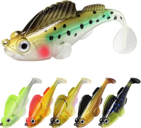 GOTOUR Pre Rigged Soft Fishing Swimbaits Paddle Tail Lures