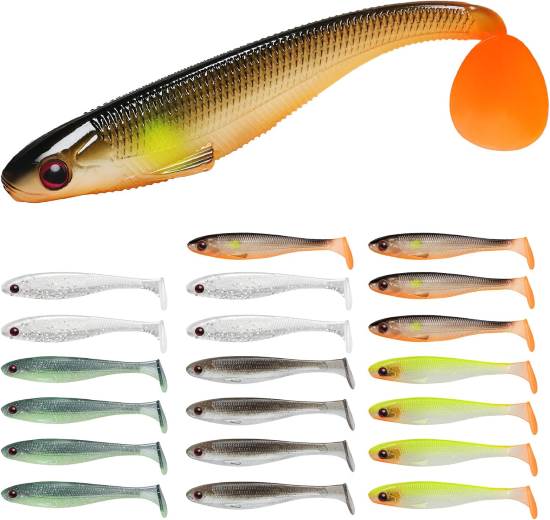 TRUSCEND Pre Rigged Paddle Tail Soft Fishing Lures Swimbaits