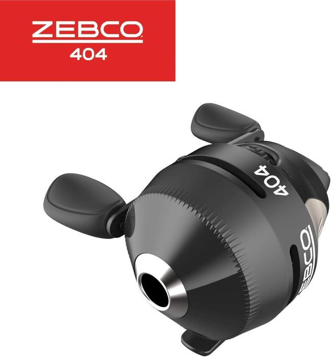 Zebco 404 spincast fishing reel with durable push-button design for beginners and casual anglers.