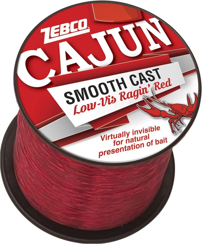 Zebco Cajun Smooth Cast fishing line low-visibility Ragin’ Red monofilament spool