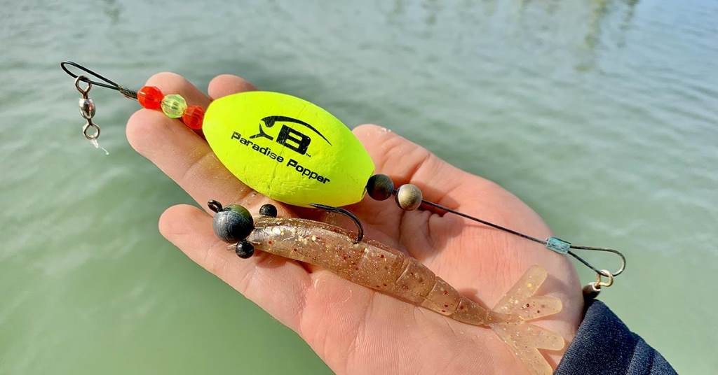 Catch Fish With The Power Prawn Rigged Under A Popping Cork