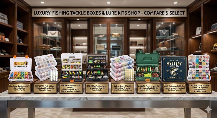 Best affordable fishing tackle boxes and lure kits in California 2026 comparison showing 8 picks for smart storage and better fishing performance