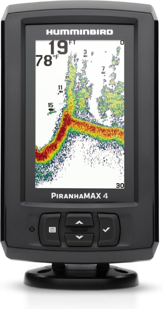 Humminbird PiranhaMAX 4 compact fish finder for easy underwater depth tracking and fishing navigation