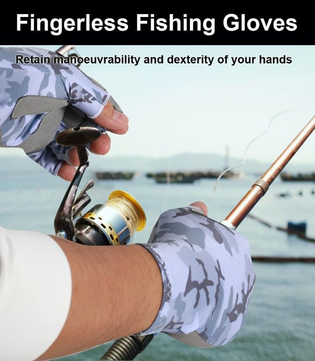SUJAYU anti-slip silicone fishing gloves with UV protection for kayaking, sailing and water sports activities