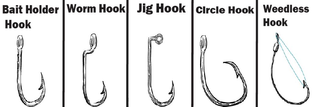 Assorted fishing hooks arranged by size for catching different types of fish