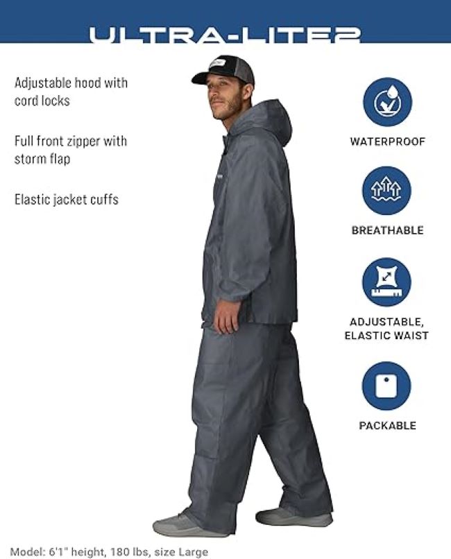 FROGG TOGGS Ultra-Lite2 breathable waterproof rain suit for lightweight storm protection