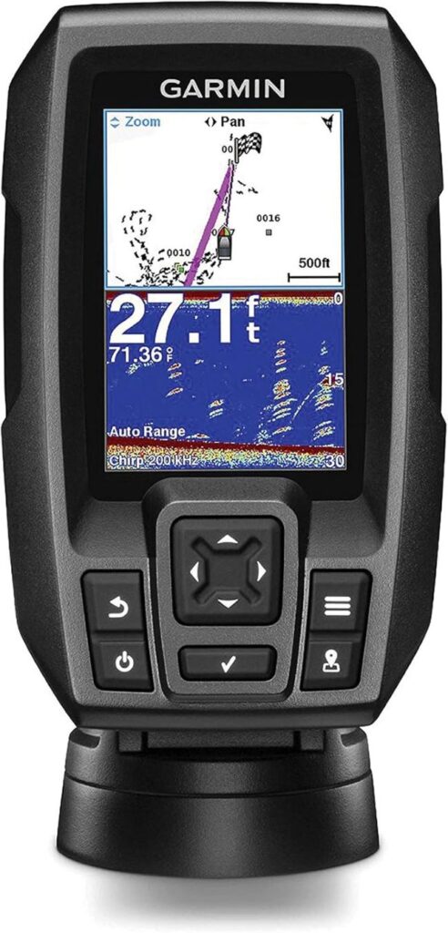 Garmin Striker 4 GPS fishfinder with CHIRP sonar and transducer for accurate fish detection and depth tracking