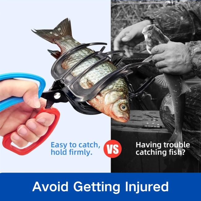Pomeyard metal 3-claw fish gripper tool designed for secure fish handling and control during freshwater fishing