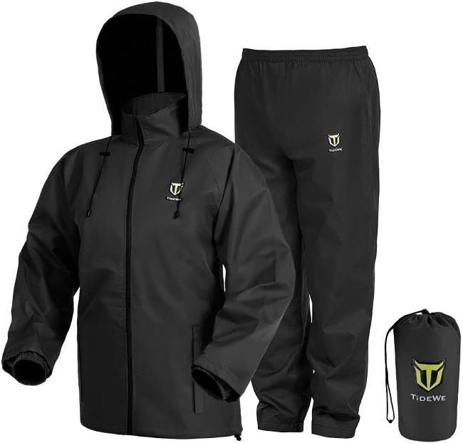 TIDEWE lightweight waterproof rain suit with jacket and pants for outdoor wet weather protection