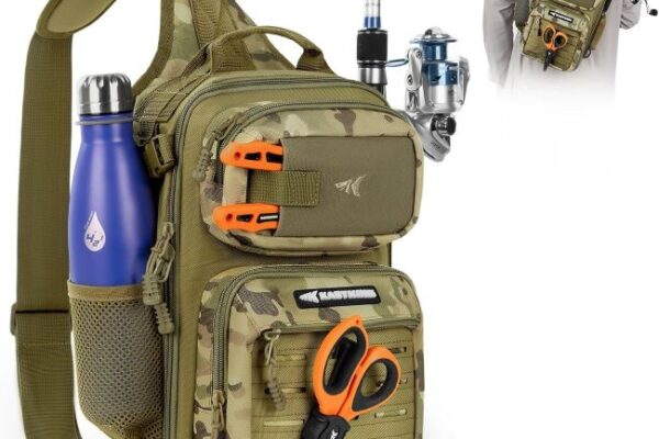 KastKing BlowBak Tactical Sling Tackle Bag worn by an angler in Michigan