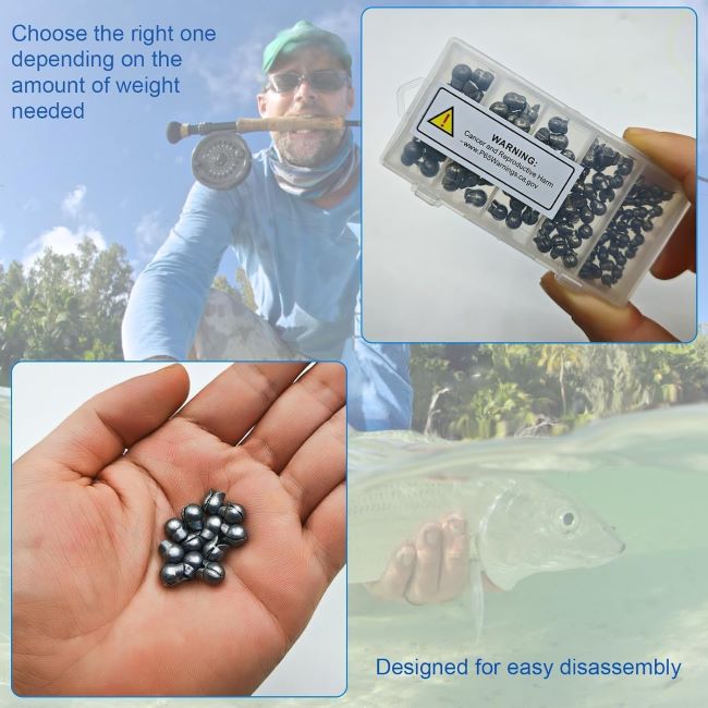 SANWEAL round fishing sinkers organized in a tackle box for various fishing rigs