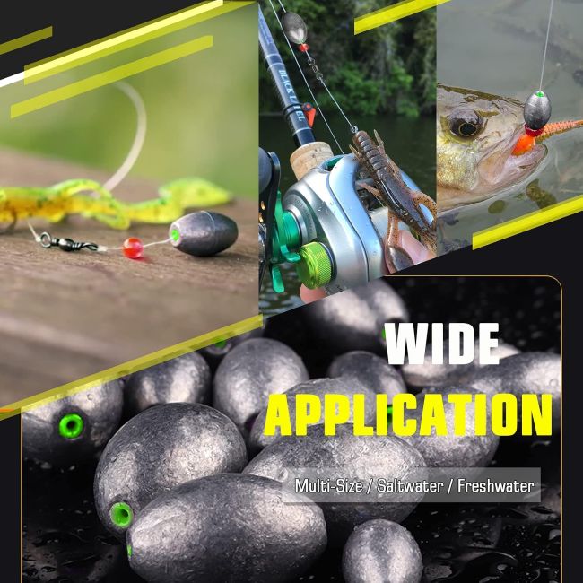 AMYSPORTS fishing weights designed for casting, bottom fishing, and rig setups