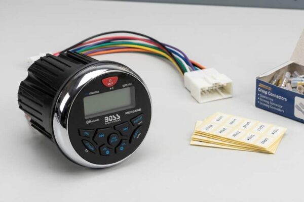 Boss Audio MGR350B marine radio wiring harness connections