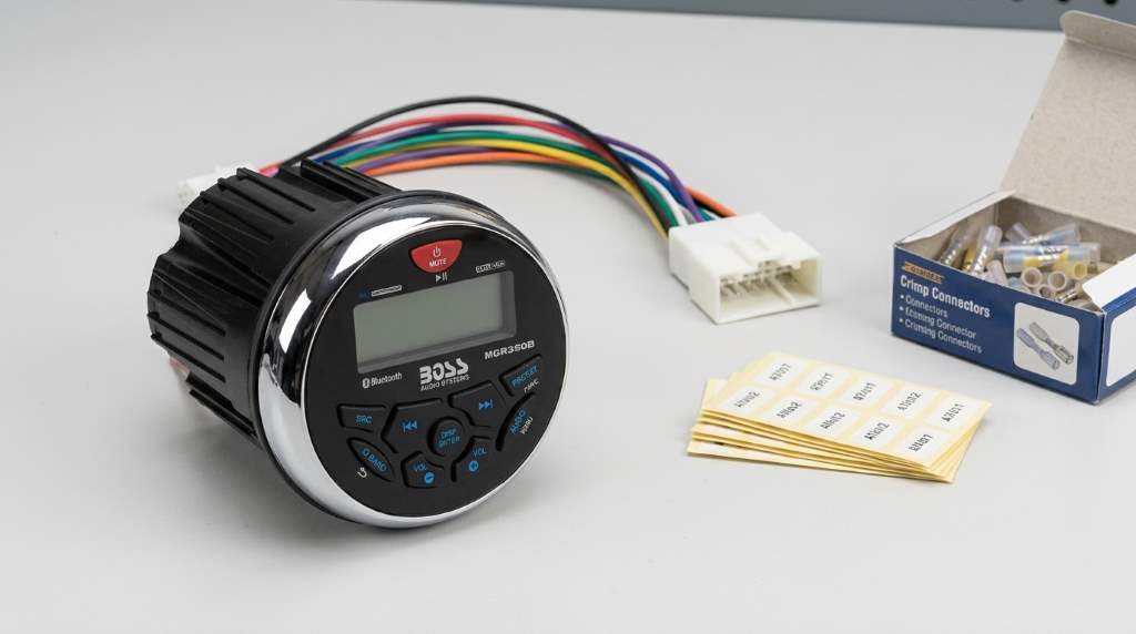 Boss Audio MGR350B marine radio wiring harness connections