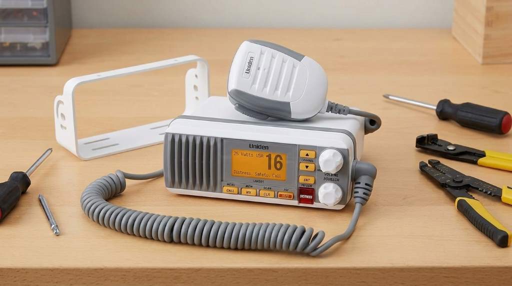 Connecting power wires to a Uniden UM385 marine VHF radio