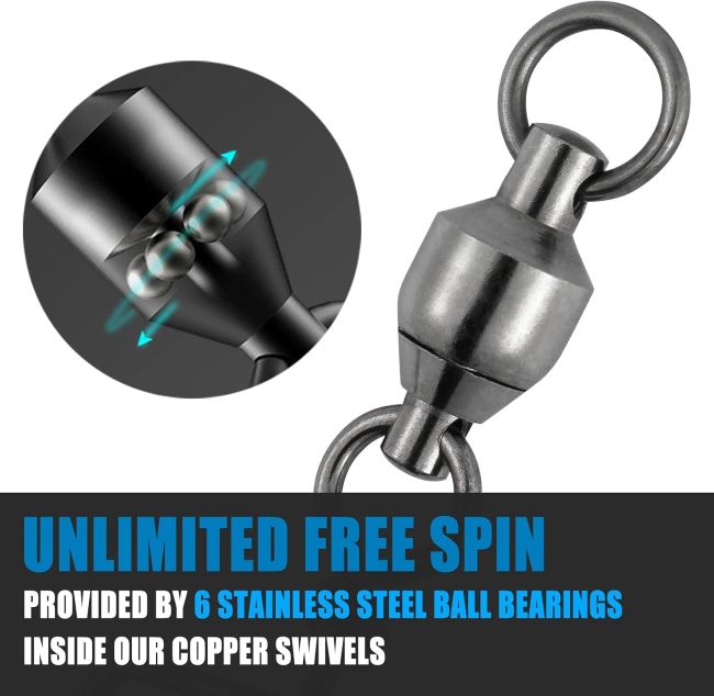 Dr.Fish Ball Bearing Snap Swivels with corrosion-resistant construction
