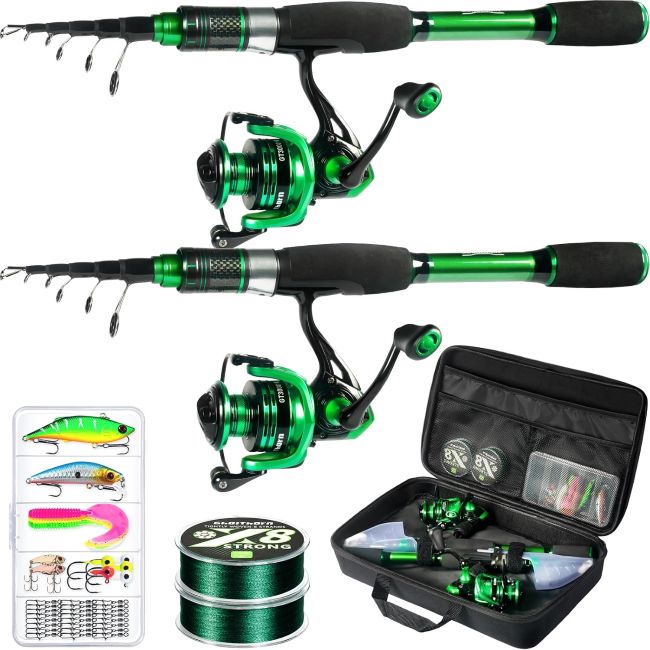 Ghosthorn Telescopic Fishing Combo with collapsible rod and spinning reel