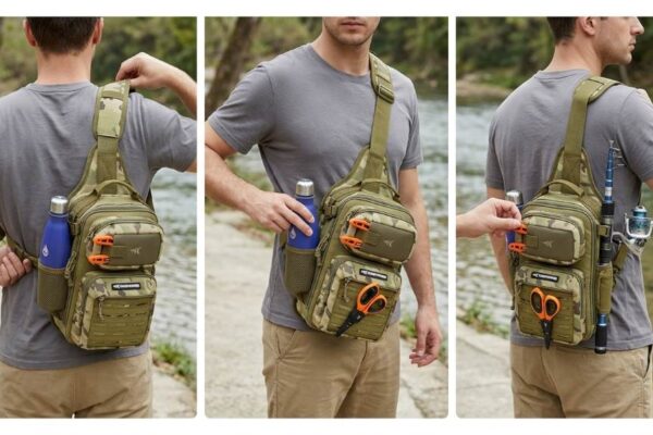 KastKing BlowBak Sling Bag worn across one shoulder while fishing
