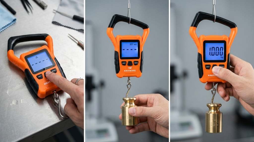 KastKing digital fish scale hanging freely during accuracy testing