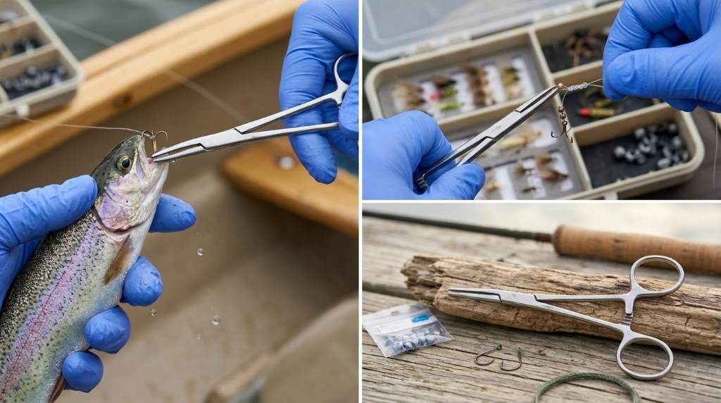 Medical forceps set prepared for professional surgical use