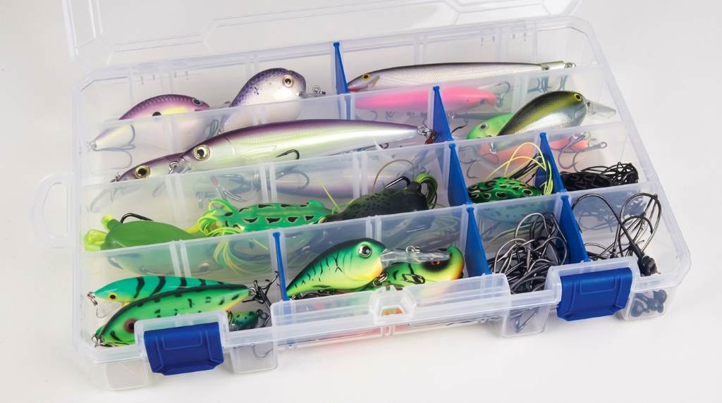 Organized Flambeau Tuff Tainer Box with fishing tackle compartments