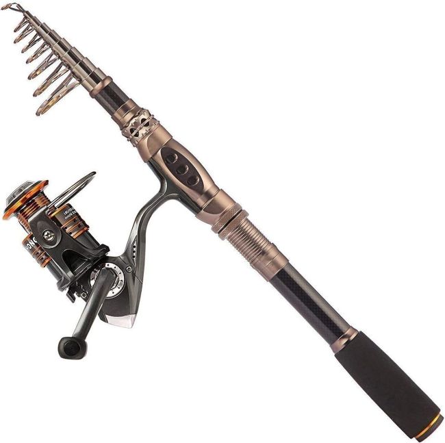 PLUSINNO Fishing Rod and Reel Combo with telescopic rod for portable fishing