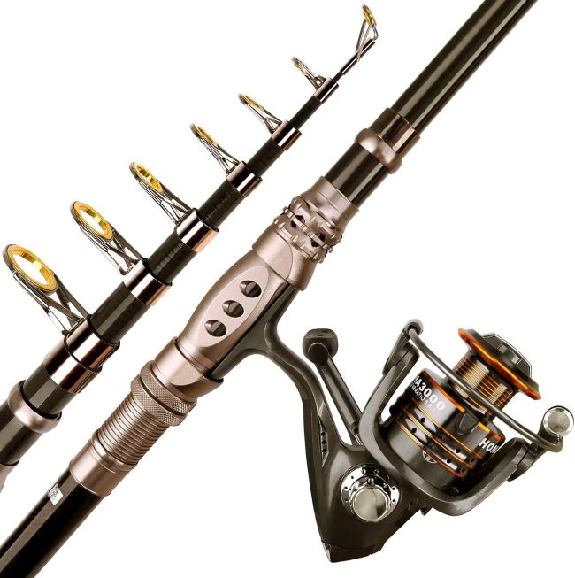PLUSINNO Fishing Rod & Reel Combo set up for freshwater and saltwater fishing adventures