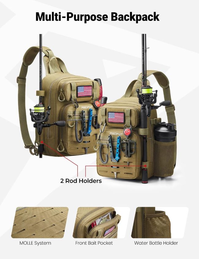 Piscifun Tackle Bag with spacious storage for lures, tools, and fishing accessories