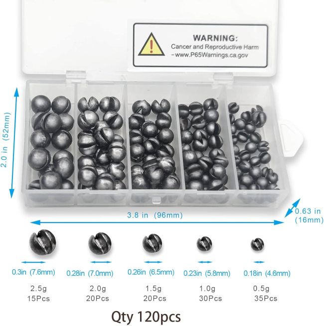 SANWEAL split shot sinkers attached to fishing line for precise weight control