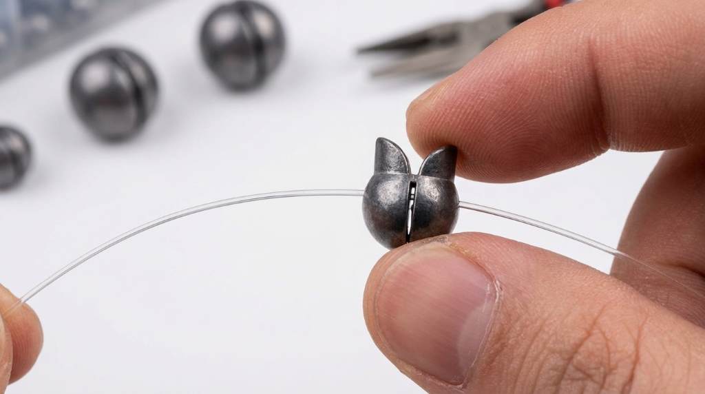 Sanweal round fishing sinker attached to fishing line