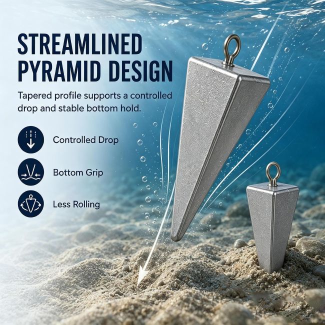 TKHDBF pyramid sinkers for surf fishing and bottom rigs
