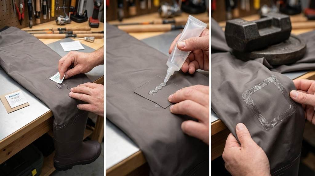 Testing a patched TideWe bootfoot chest wader for leaks