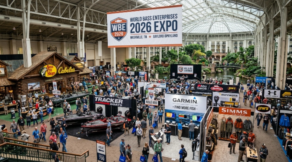 World Bass Enterprises 2026 expo floor at Gaylord Opryland Resort Nashville outdoor brands