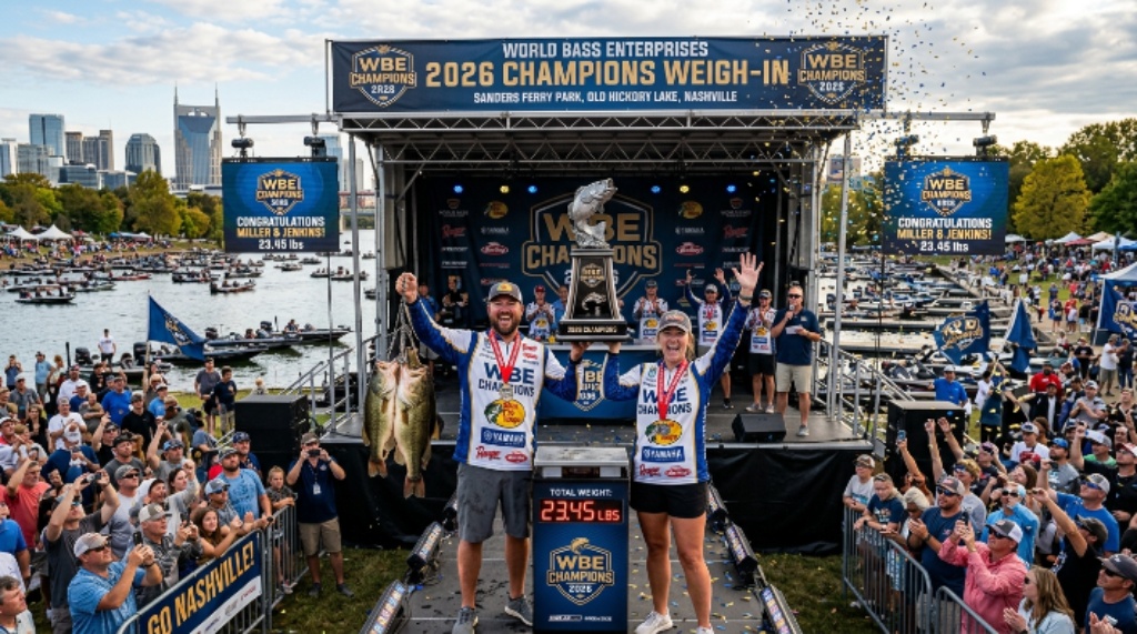 World Bass Enterprises Champions 2026 tournament weigh-in at Sanders Ferry Park Old Hickory Lake Nashville
