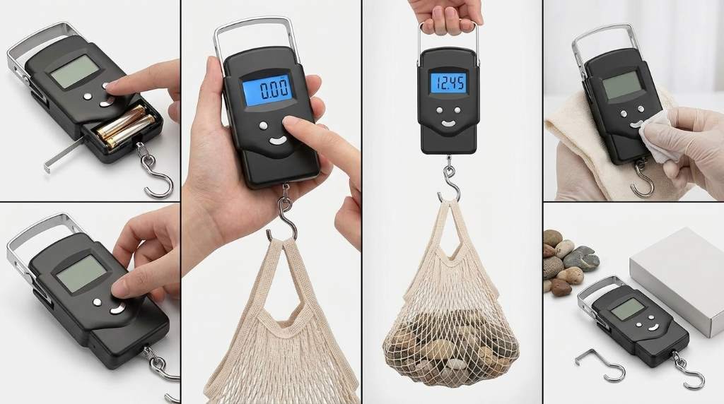 Fish hanging safely from a digital fishing scale hook
