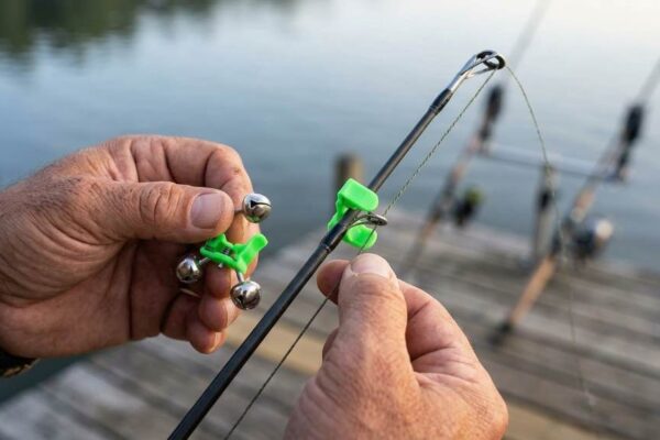 KISEER fishing rod bell clipped near rod tip