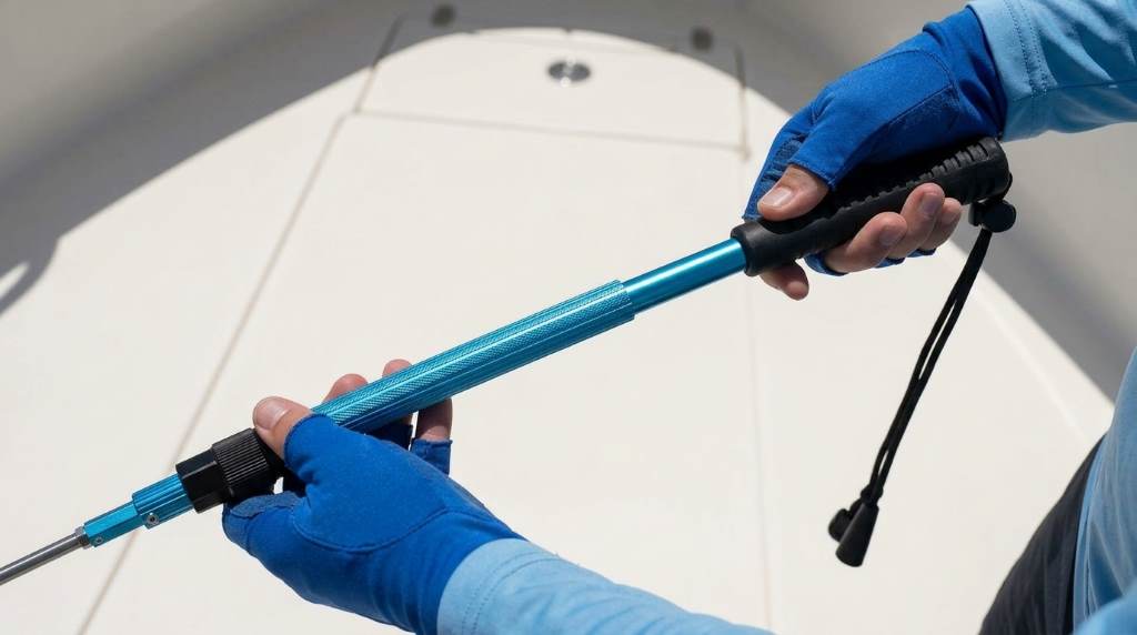 Sanlike telescopic fishing gaff extended for landing fish
