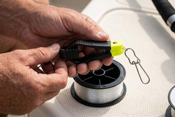 Scotty Mini Power Grip Plus attached to fishing line