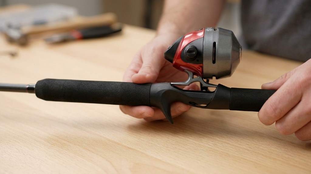Threading fishing line through a Zebco spincast reel