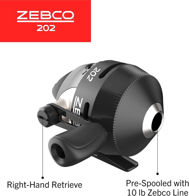 Zebco 202 fishing reel with push-button casting for easy operation