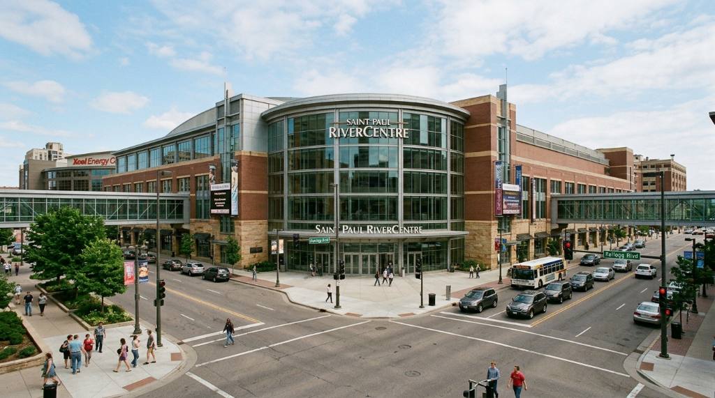 Saint Paul RiverCentre exterior on Kellogg Boulevard in downtown Saint Paul, Minnesota